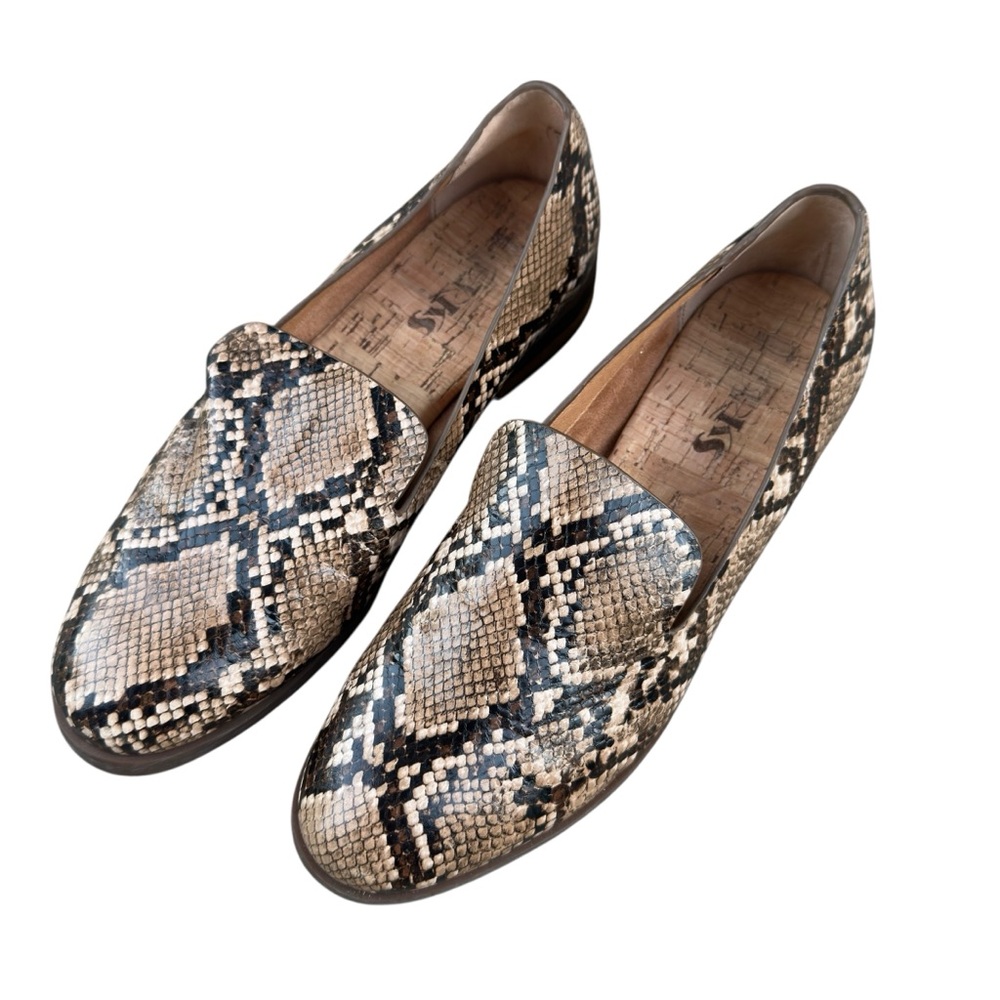Korks Laine Snake Embossed Loafer Shoe Reptile Women’s Natural Size 6.5